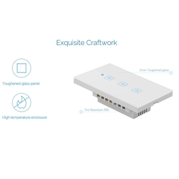 WS-US-01 EWeLink APP & Touch Control 2A 1 Gang Tempered Glass Panel Smart Wall Switch, AC 90V-250V, US Plug