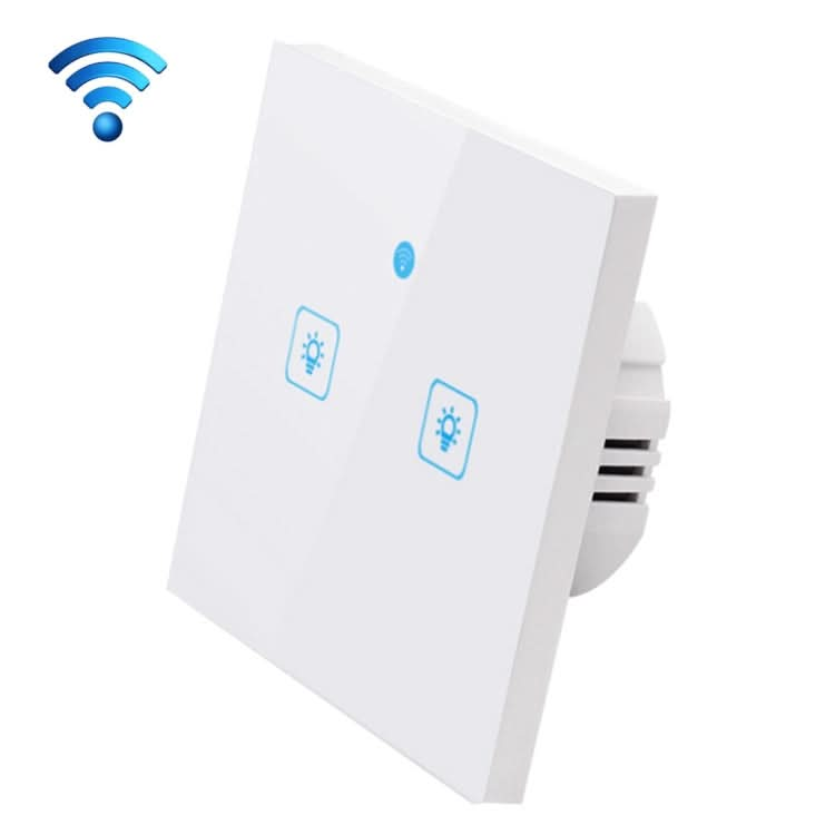 WS-EU-02 EWeLink APP & Touch Control 2A 2 Gangs Tempered Glass Panel Smart Wall Switch, AC 90V-250V, EU Plug My Store