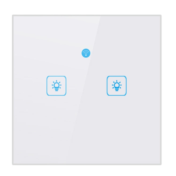 WS-EU-02 EWeLink APP & Touch Control 2A 2 Gangs Tempered Glass Panel Smart Wall Switch, AC 90V-250V, EU Plug