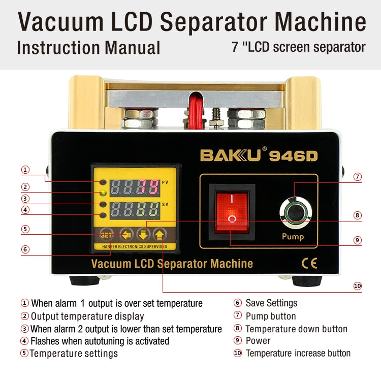 BAKU BK-946D 200W Vacuum LCD Touch Panel Separator Machine, AC 110V