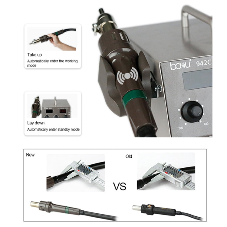 BAKU BA-942C 110V 1000W 2 in 1 Digital Display Adjustable Temperature Hot Air Gun Set, US Plug