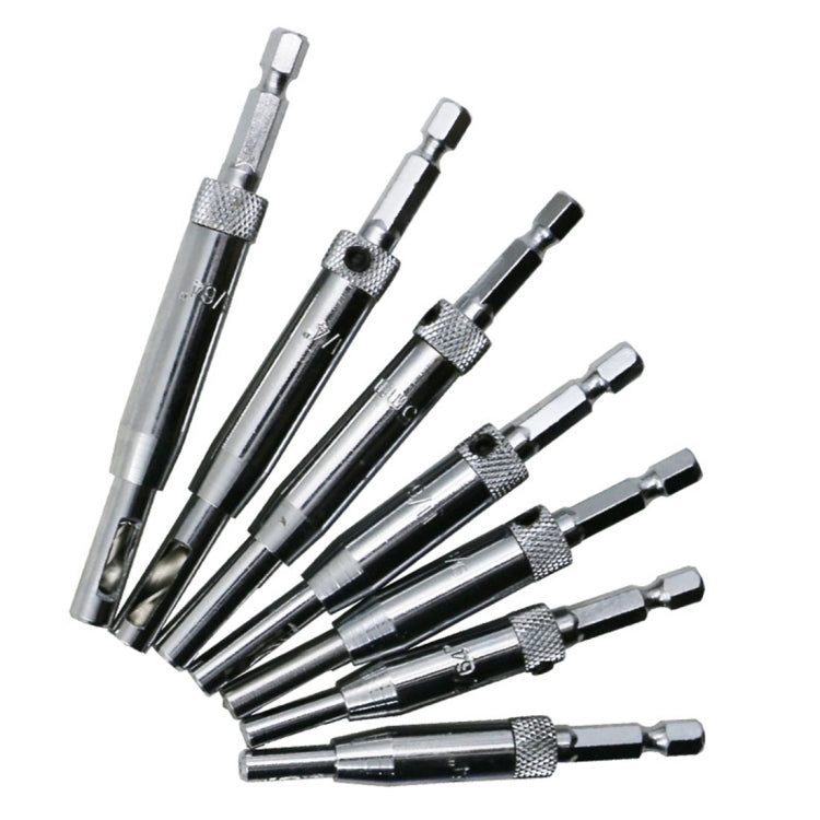 7 PCS/Set Doors Self Centering Hinge Tapper Core Drill Bit Set Hole Puncher Woodworking Tools(5/64,7/64,9/64,11/64,13/64,1/4 inch,5mm)