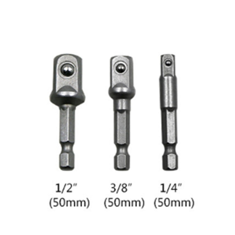 3 PCS/Set Socket Bit Extension Bar Hex Shank Adapter Drill Nut Driver Power Drill Bit(1/4, 3/8, 1/2 inch), Length:50mm My Store