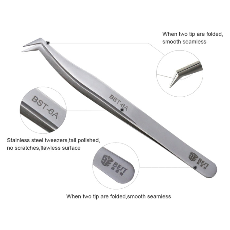 BEST BST-6A   Practical Stainless Steel Eyelash Extension Tweezers