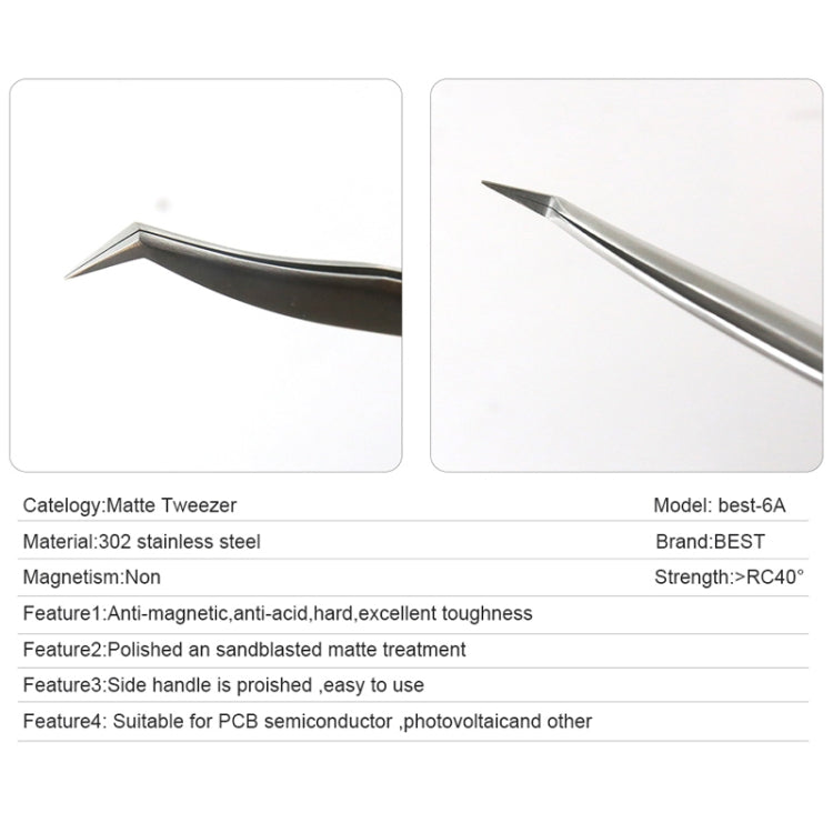 BEST BST-6A   Practical Stainless Steel Eyelash Extension Tweezers Reluova