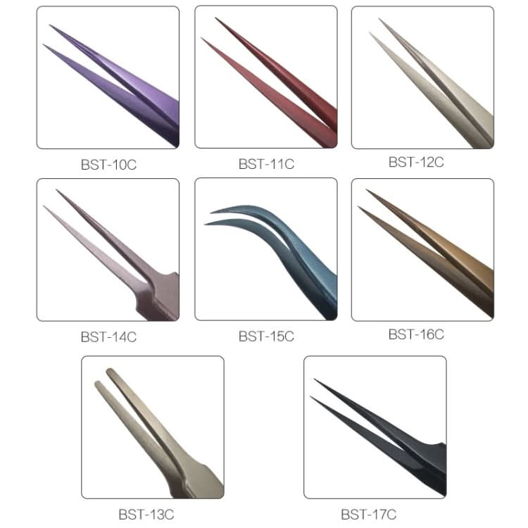 BEST BST-10C  Extra Fine Point Color Eyebrow Tweezer Reluova