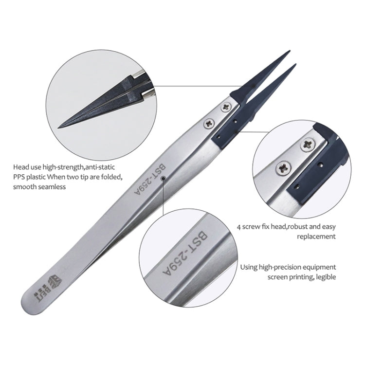 BEST BST-259A  Stainless Steel Snti Static Tweezer