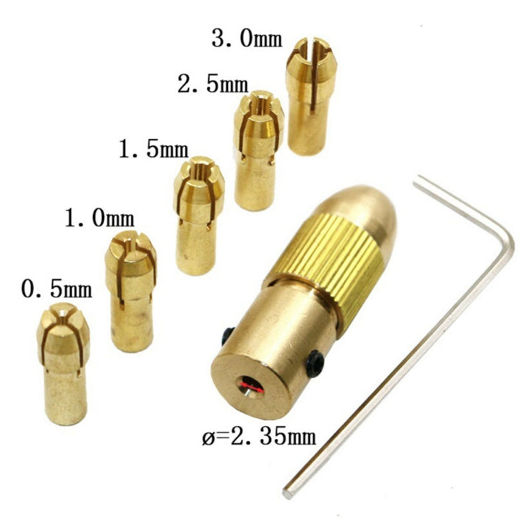 7 PCS/Set Brass 0.5-3mm Small Electric Drill Bit Collet Micro Twist 2.35mm Drill Chuck Set with Wrench My Store