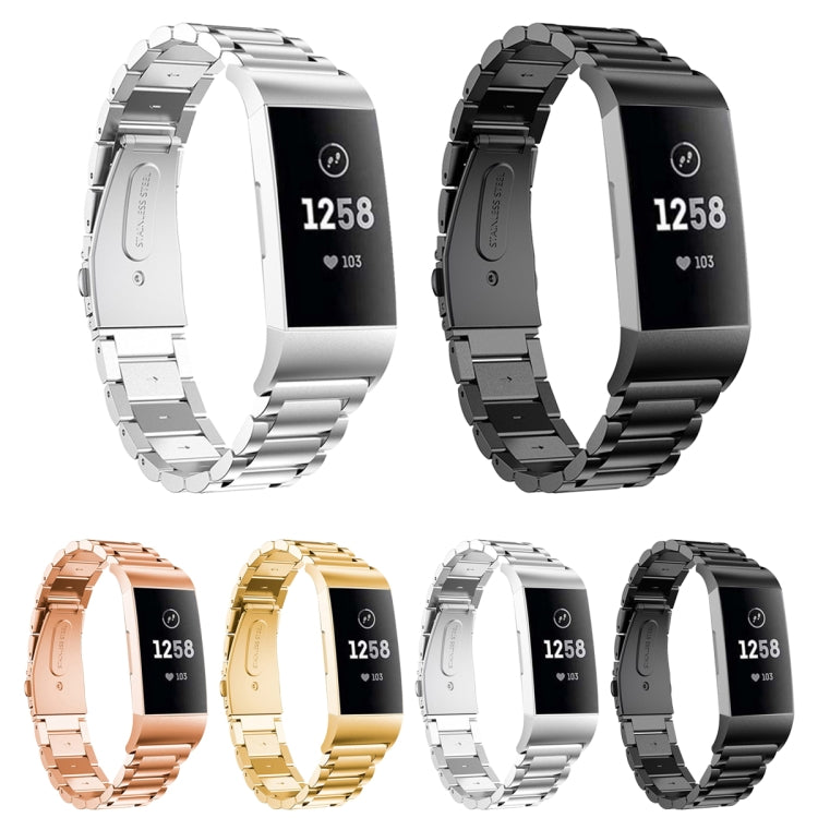 Three Beads Slingshot Buckle Solid Stainless Steel Watch Band for Fitbit Charge 4