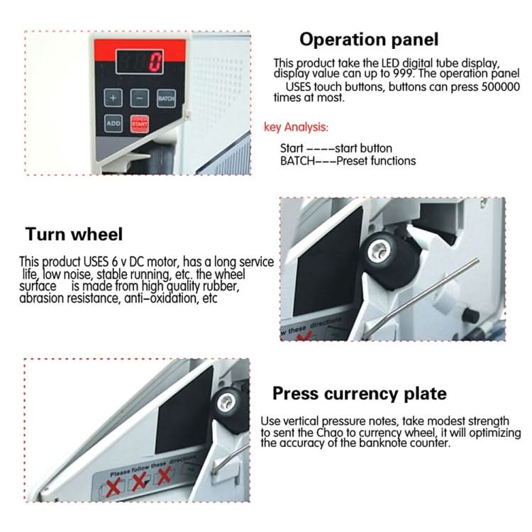 V40 Handheld Mini Portable Small Money Counting Machine, Specification: US Plug Reluova