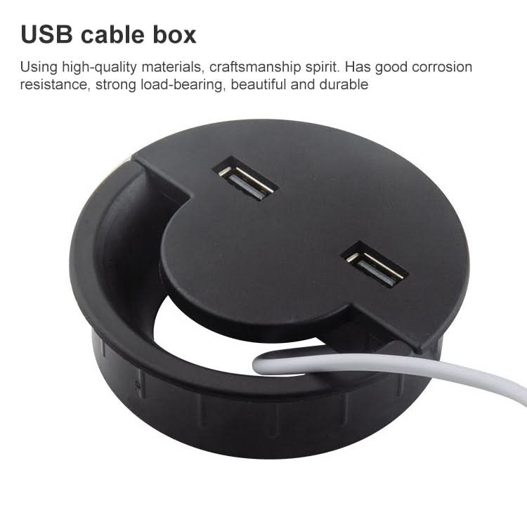 60mm Desktop Outlet USB Cable Wire Hole Cover Round Winder Holder