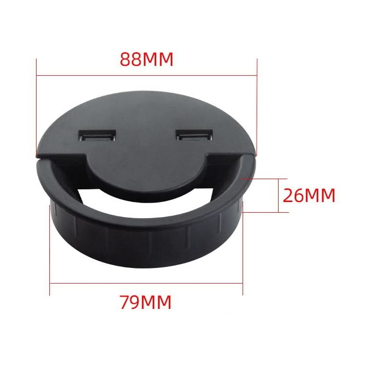 80mm Desktop Outlet USB Cable Wire Hole Cover Round Winder Holder