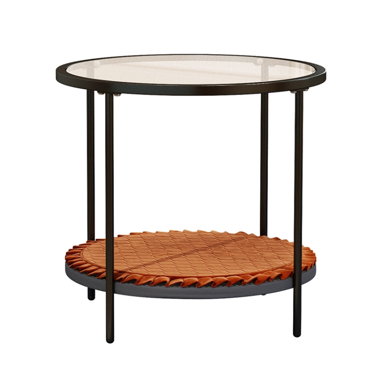 Coffee Table Share with Pets Multi-function Tempered Glass Round Shape Tabletop Tea Table, Size: 21.6x21.6x20.2 inch