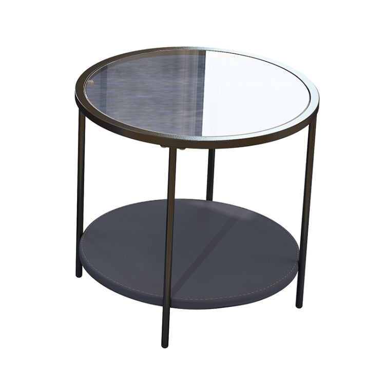 Coffee Table Share with Pets Multi-function Tempered Glass Round Shape Tabletop Tea Table, Size: 21.6x21.6x20.2 inch