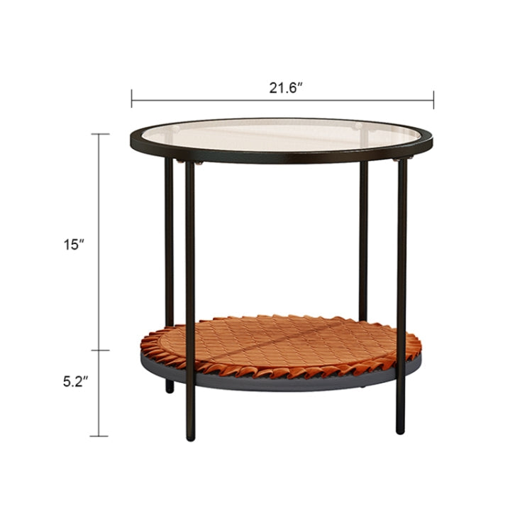 Coffee Table Share with Pets Multi-function Tempered Glass Round Shape Tabletop Tea Table, Size: 21.6x21.6x20.2 inch