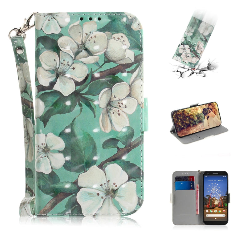 3D Painting Watercolor Flower Pattern Coloured Drawing Horizontal Flip Leather Case for Google Pixel 3a XL, with Holder & Card Slots & Wallet-Reluova