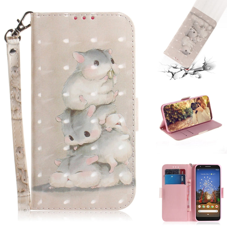 3D Painting Three Squirrels Pattern Coloured Drawing Horizontal Flip Leather Case for Google Pixel 3a XL, with Holder & Card Slots & Wallet-Reluova