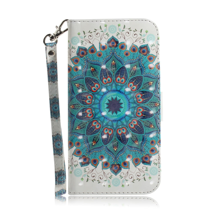 3D Painting Peacock Wreath Pattern Coloured Drawing Horizontal Flip Leather Case for Google Pixel 3a XL, with Holder & Card Slots & Wallet-Reluova