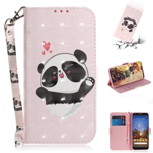 3D Painting Love Bear Pattern Coloured Drawing Horizontal Flip Leather Case for Google Pixel 3a, with Holder & Card Slots & Wallet-Reluova