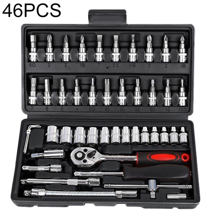 46 In 1 Multi-function Car Repair Combination Toolbox Ratchet Wrench Set (Red) My Store