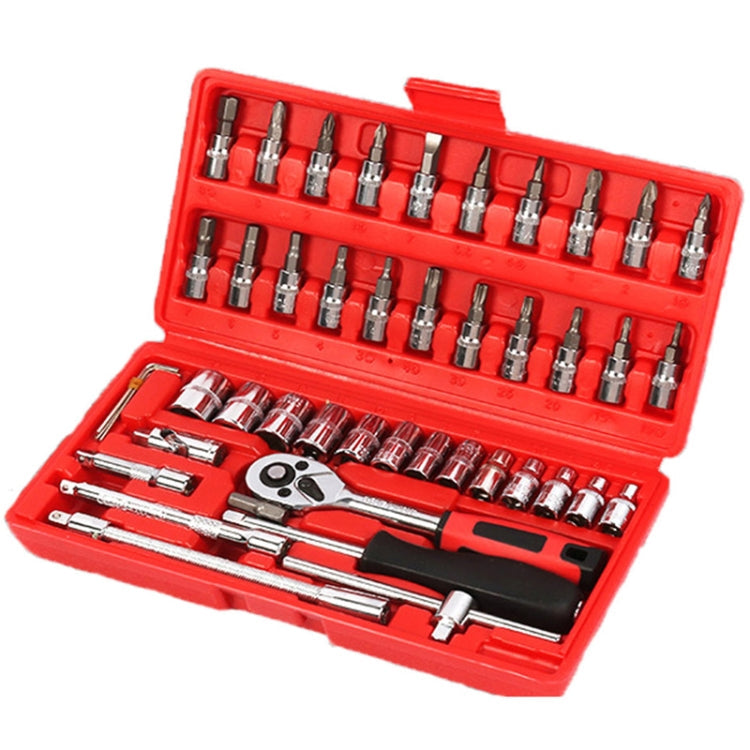 46 In 1 Multi-function Car Repair Combination Toolbox Ratchet Wrench Set (Red) My Store