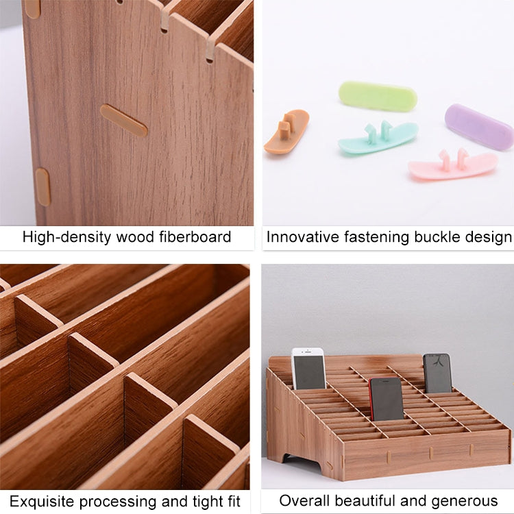 Wooden Multi-cell Mobile Phone Film Stand Desktop Display Rack, 30 Grids, Size: 31.5x23.5x18.5cm Reluova