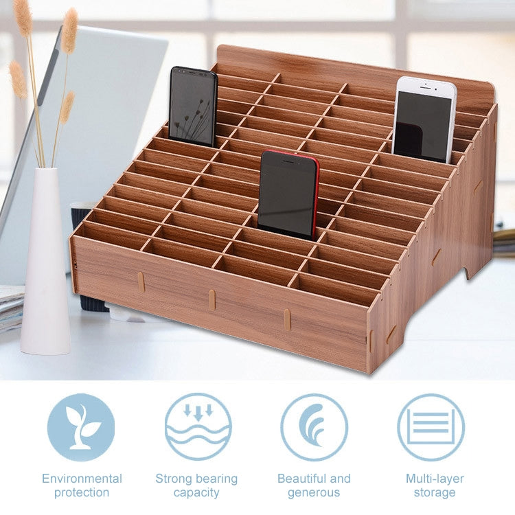 Wooden Multi-cell Mobile Phone Film Stand Desktop Display Rack, 60 Grids, Size: 41.7x34.5x23cm Reluova