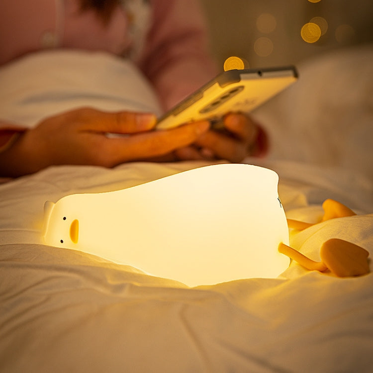 1W USB Charging LED Lie Flat Duck Silicone Touch Sensing Night Light-Reluova