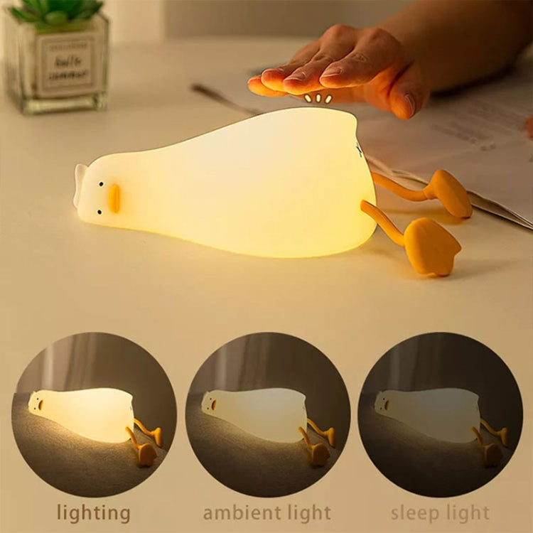 1W USB Charging LED Lie Flat Duck Silicone Touch Sensing Night Light-Reluova