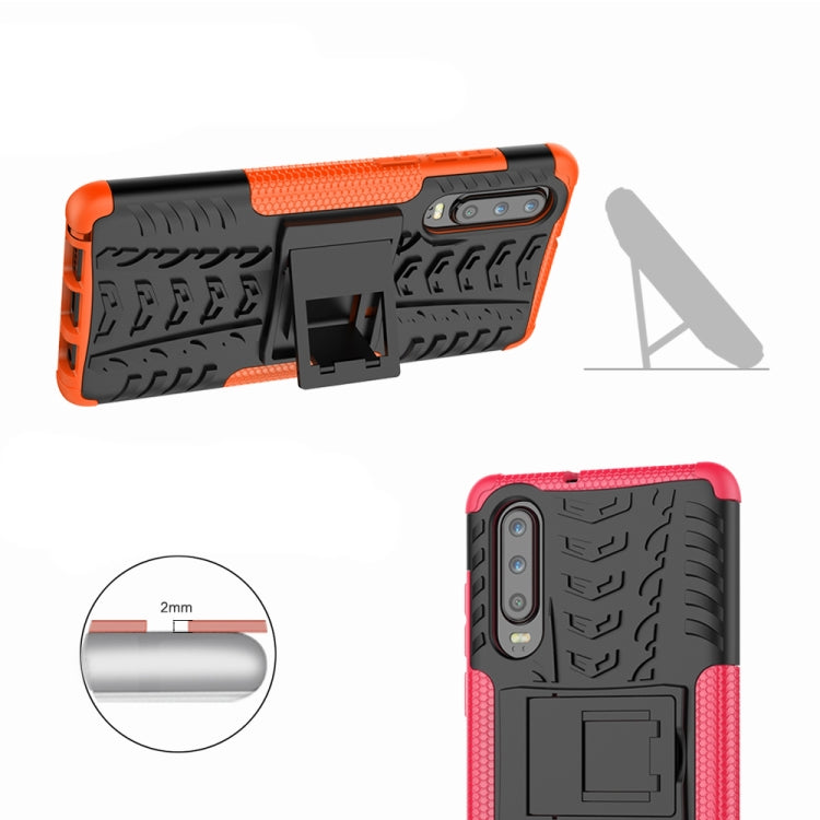 Tire Texture TPU+PC Shockproof Case for Huawei P30, with Holder My Store