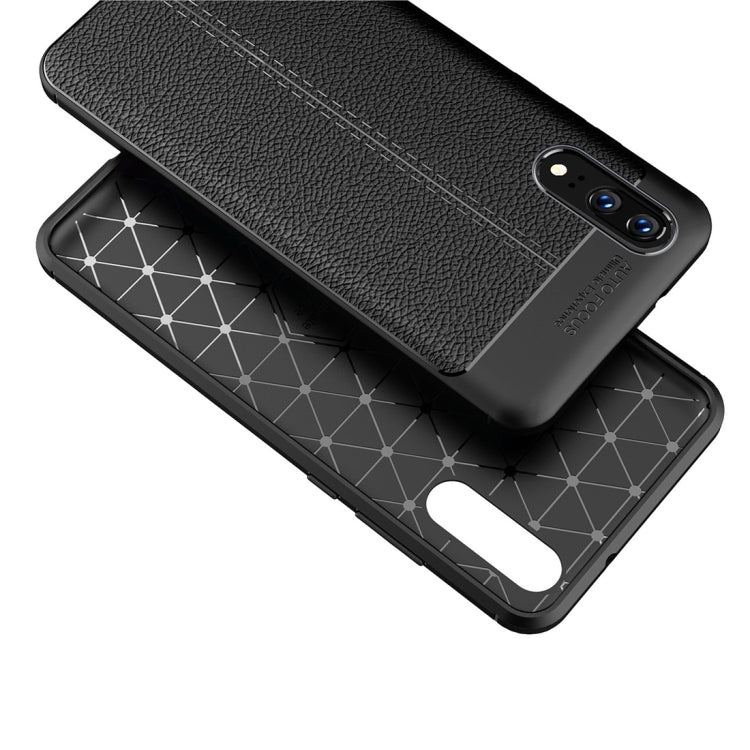 For Huawei  P20 Litchi Texture Soft TPU Protective Back Cover Case