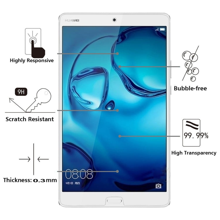 For Huawei MediaPad M3 8.4 inch 0.3mm 9H Surface Hardness Explosion-proof Tempered Glass Film