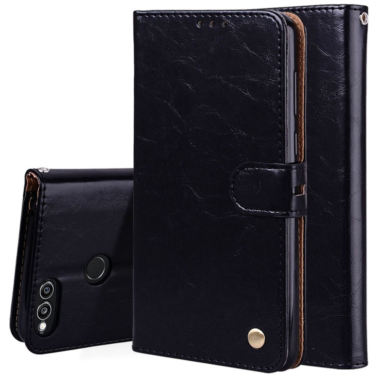 For Huawei Honor Play 7X Business Style Oil Wax Texture Horizontal Flip Leather Case with Holder & Card Slots & Wallet