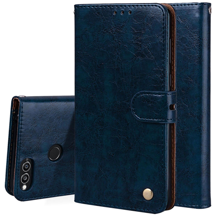 For Huawei Honor Play 7X Business Style Oil Wax Texture Horizontal Flip Leather Case with Holder & Card Slots & Wallet