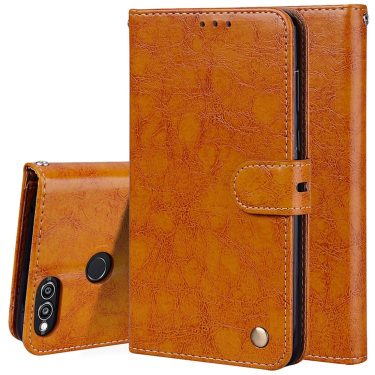 For Huawei Honor Play 7X Business Style Oil Wax Texture Horizontal Flip Leather Case with Holder & Card Slots & Wallet