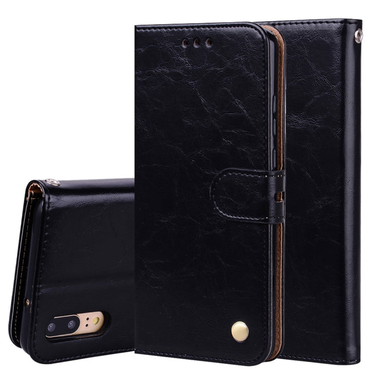 For Huawei P20 Business Style Oil Wax Texture Horizontal Flip Leather Case with Holder & Card Slots & Wallet