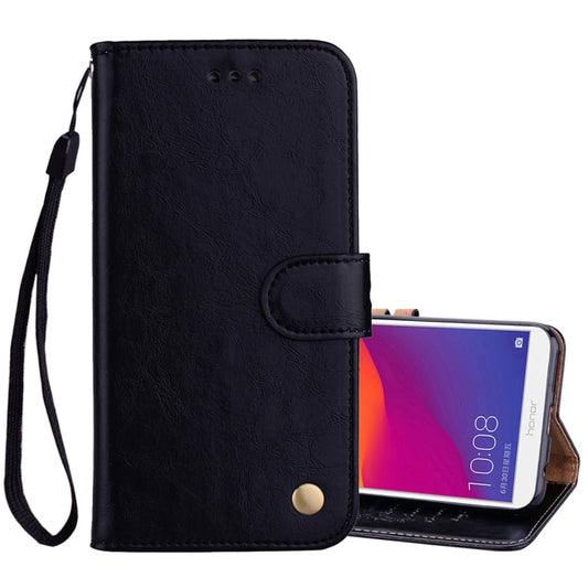 Business Style Oil Wax Texture Horizontal Flip Leather Case for Huawei Honor 7C / Enjoy 8 / Y7 (2018) / Y7 Prime (2018) / Nova 2 Lite, with Holder & Card Slots & Wallet