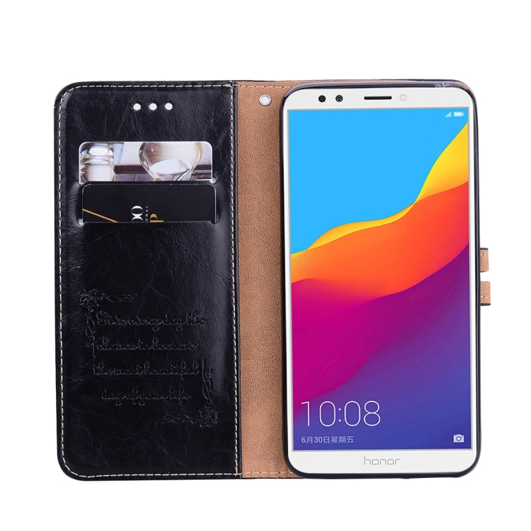 Business Style Oil Wax Texture Horizontal Flip Leather Case for Huawei Honor 7C / Enjoy 8 / Y7 (2018) / Y7 Prime (2018) / Nova 2 Lite, with Holder & Card Slots & Wallet