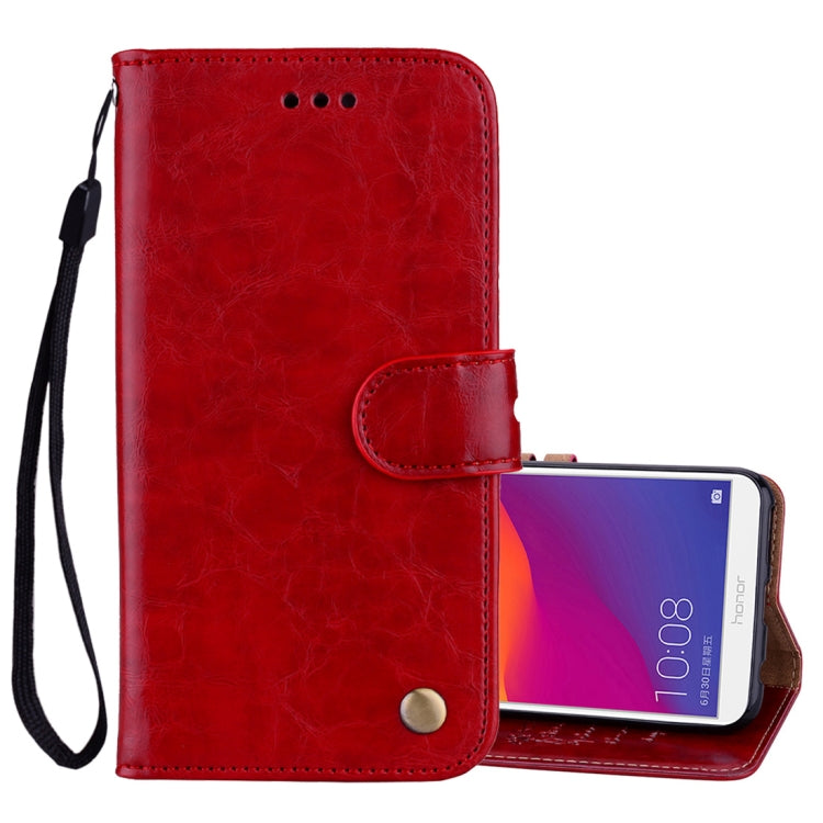 Business Style Oil Wax Texture Horizontal Flip Leather Case for Huawei Honor 7C / Enjoy 8 / Y7 (2018) / Y7 Prime (2018) / Nova 2 Lite, with Holder & Card Slots & Wallet