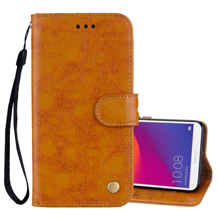 Business Style Oil Wax Texture Horizontal Flip Leather Case for Huawei Honor 7C / Enjoy 8 / Y7 (2018) / Y7 Prime (2018) / Nova 2 Lite, with Holder & Card Slots & Wallet