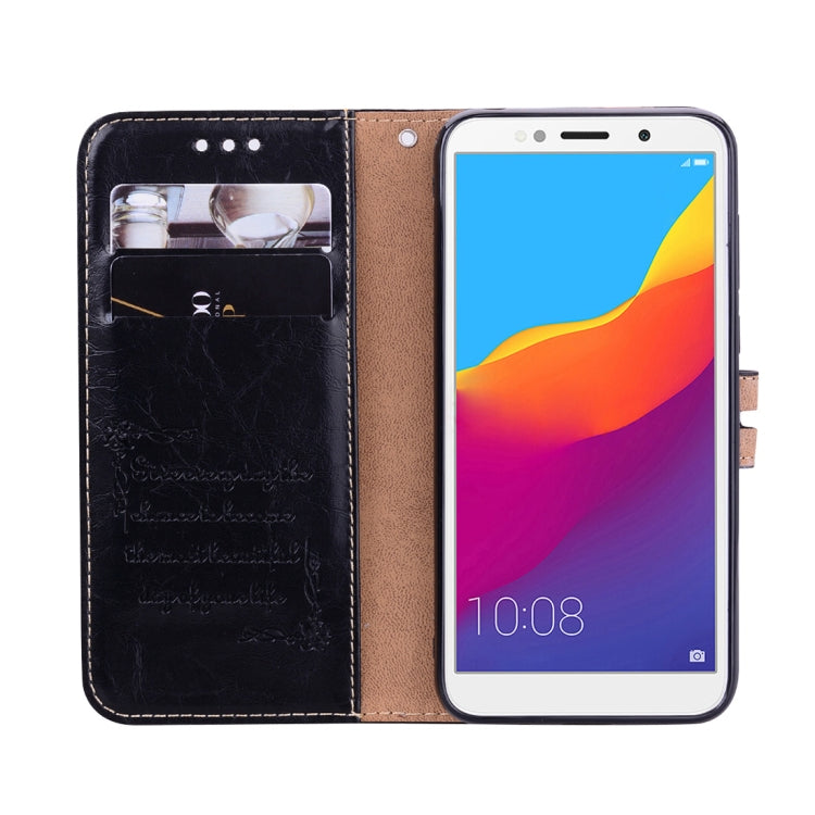 Business Style Oil Wax Texture Horizontal Flip Leather Case for Huawei Y5 (2018) / Y5 Prime (2018) / Honor 7A (Russian Version), with Holder & Card Slots & Wallet