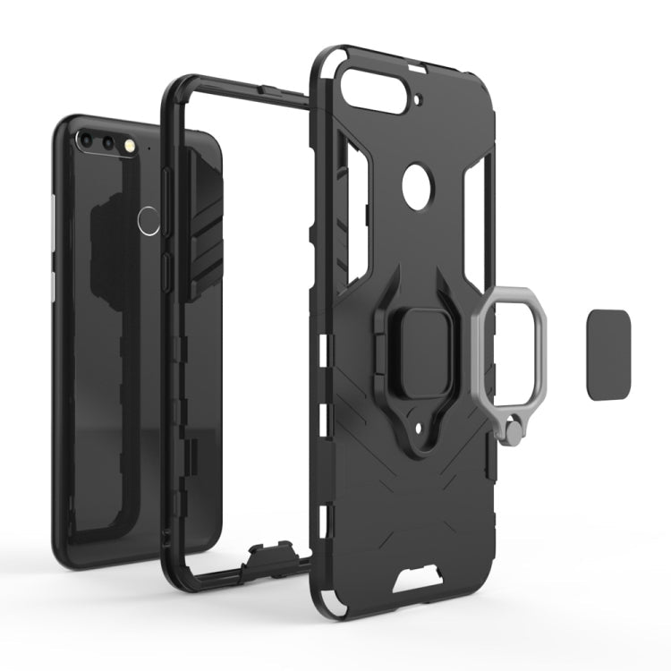 PC + TPU Shockproof Protective Case for Huawei Honor 7A, with Magnetic Ring Holder