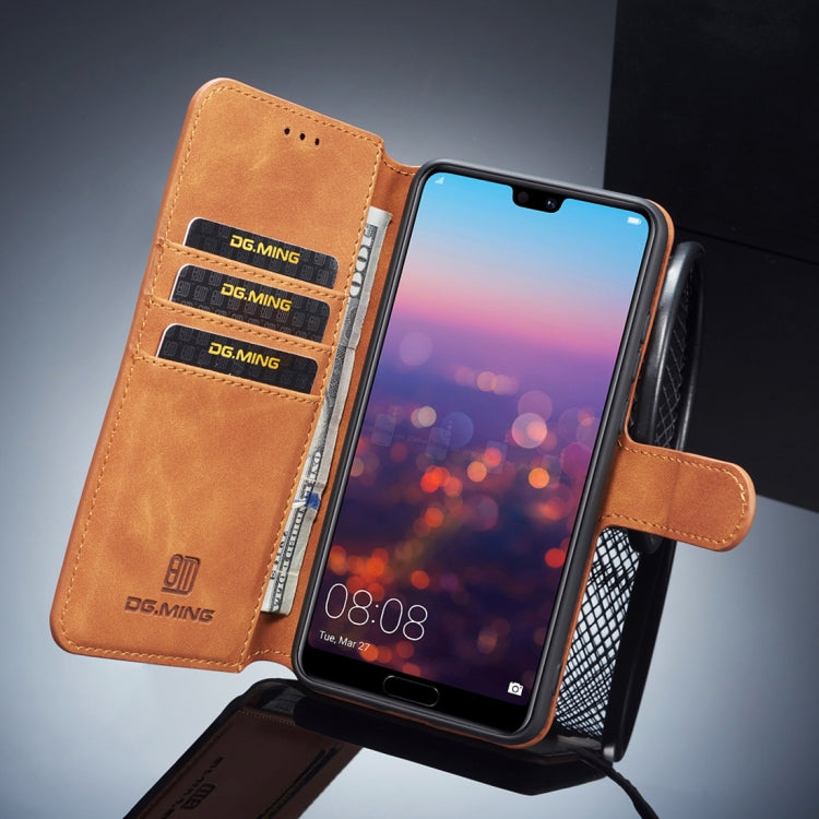 DG.MING Retro Oil Side Horizontal Flip Case for Huawei P20, with Holder & Card Slots & Wallet