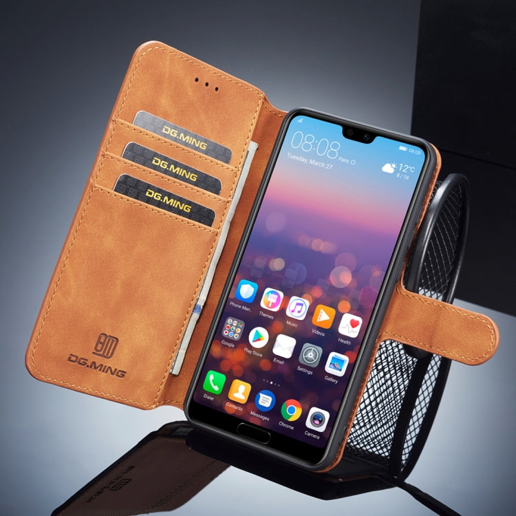 DG.MING Retro Oil Side Horizontal Flip Case for Huawei P20 Pro, with Holder & Card Slots & Wallet