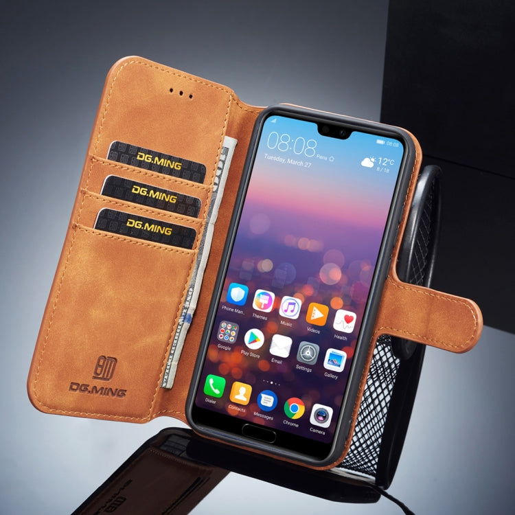 DG.MING Retro Oil Side Horizontal Flip Case for Huawei P20 Lite / Nova 3e, with Holder & Card Slots & Wallet