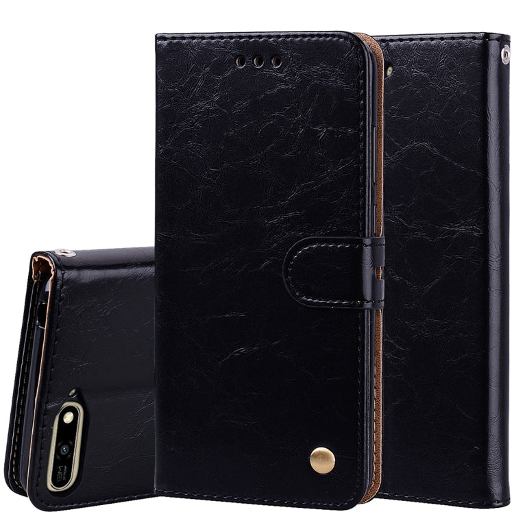 Business Style Oil Wax Texture Horizontal Flip Leather Case for Huawei Y6 (2018), with Holder & Card Slots & Wallet My Store