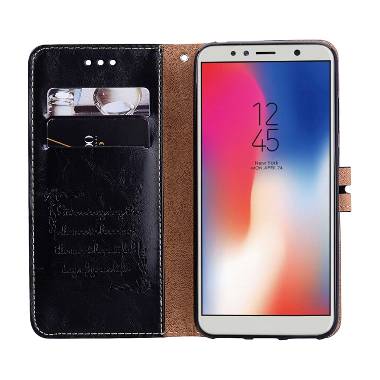 Business Style Oil Wax Texture Horizontal Flip Leather Case for Huawei Y6 (2018), with Holder & Card Slots & Wallet