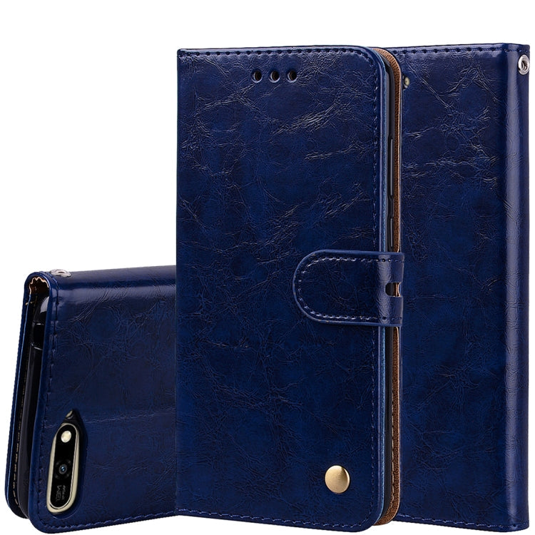 Business Style Oil Wax Texture Horizontal Flip Leather Case for Huawei Y6 (2018), with Holder & Card Slots & Wallet