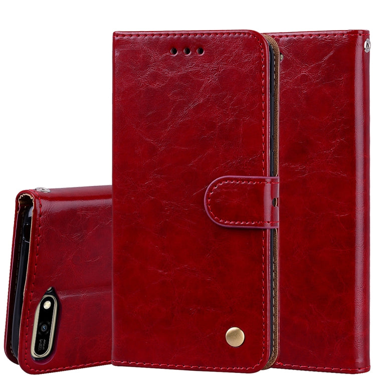 Business Style Oil Wax Texture Horizontal Flip Leather Case for Huawei Y6 (2018), with Holder & Card Slots & Wallet My Store