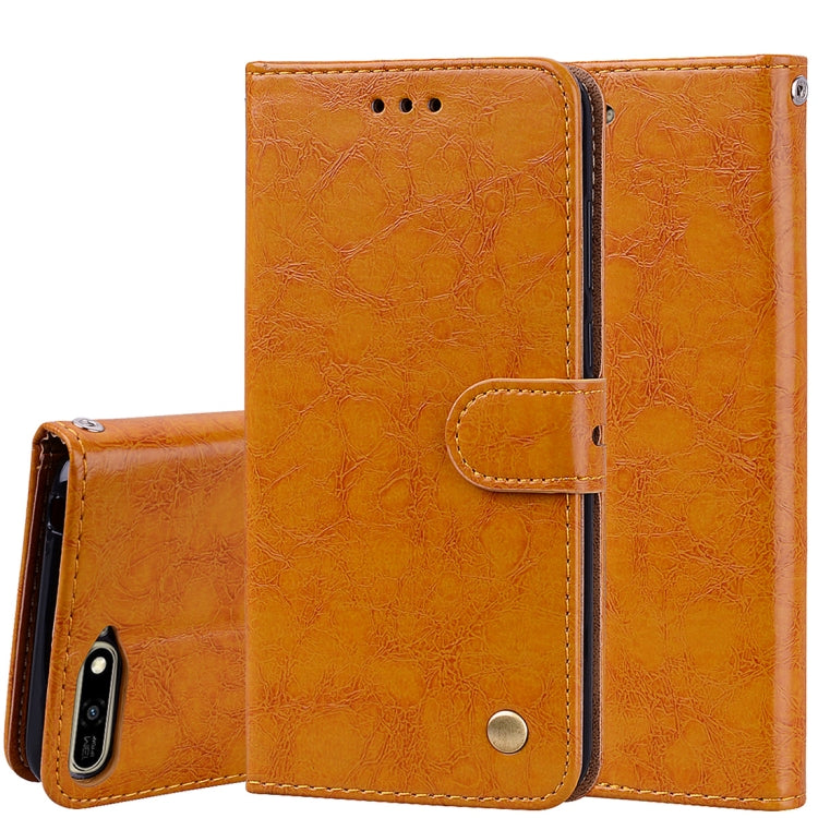 Business Style Oil Wax Texture Horizontal Flip Leather Case for Huawei Y6 (2018), with Holder & Card Slots & Wallet